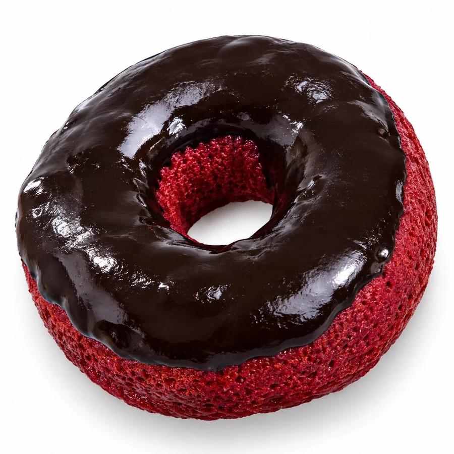 Chocolate-Frosted Red Velvet Cake Donut at Donuts Factory